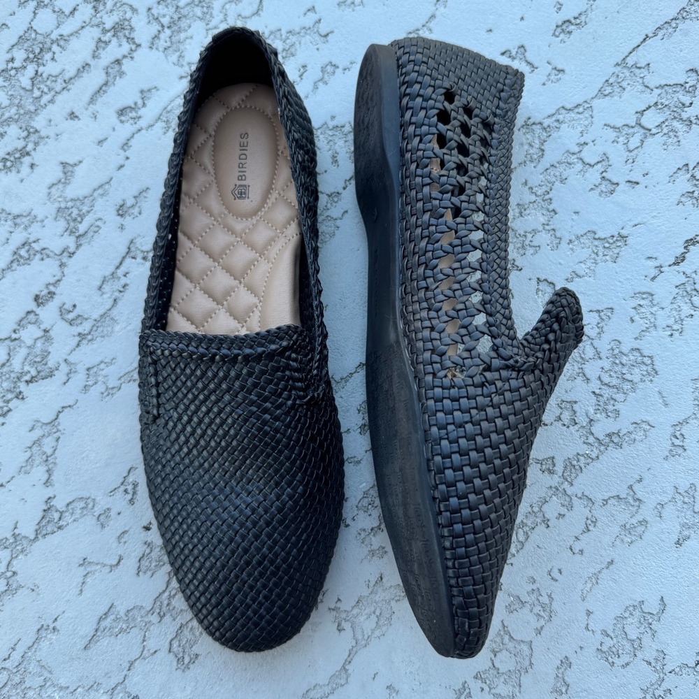 Birdies Women's The Starling Woven‎ Black Loafer Flats Slip On Shoes Size 10.5